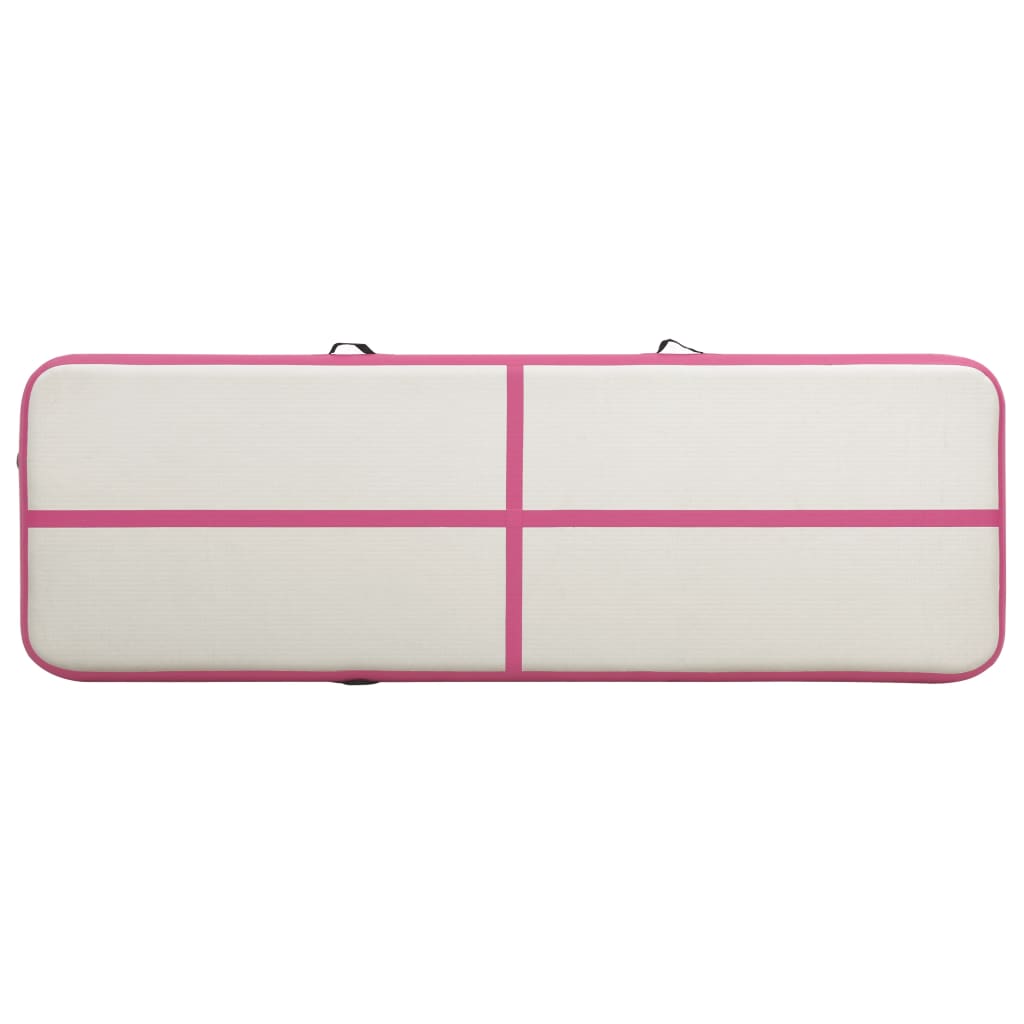 Saltea gimnastică gonflabilă cu pompă roz 400x100x20 cm PVC