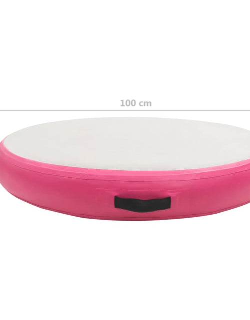 Încărcați imaginea în vizualizatorul Galerie, Saltea de gimnastică gonflabilă cu pompă roz 100x100x15 cm PVC
