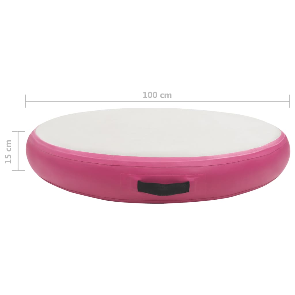 Saltea de gimnastică gonflabilă cu pompă roz 100x100x15 cm PVC