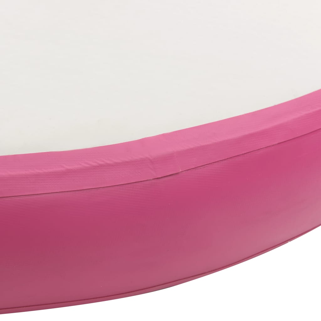 Saltea de gimnastică gonflabilă cu pompă roz 100x100x15 cm PVC