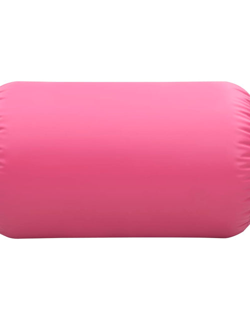 Încărcați imaginea în vizualizatorul Galerie, Rulou de gimnastică gonflabil cu pompă, roz, 100 x 60 cm, PVC
