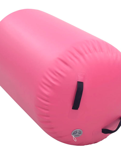Загрузите изображение в средство просмотра галереи, Rulou de gimnastică gonflabil cu pompă, roz, 100 x 60 cm, PVC
