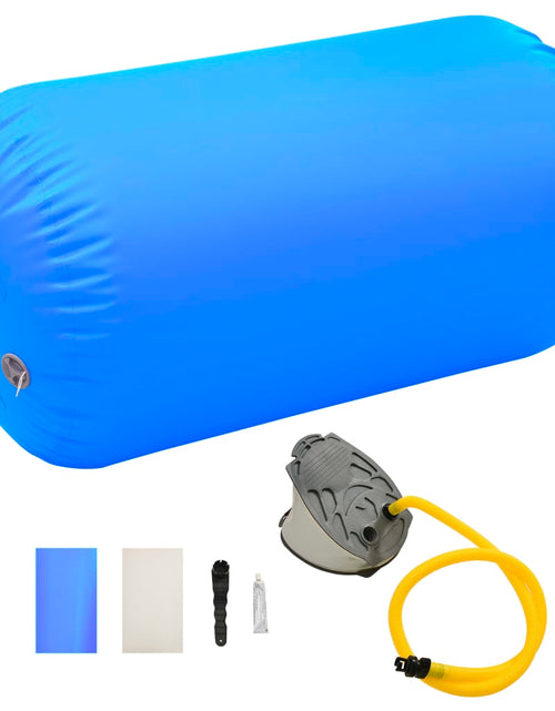 Încărcați imaginea în vizualizatorul Galerie, Rulou de gimnastică gonflabil cu pompă, albastru, 100x60 cm PVC
