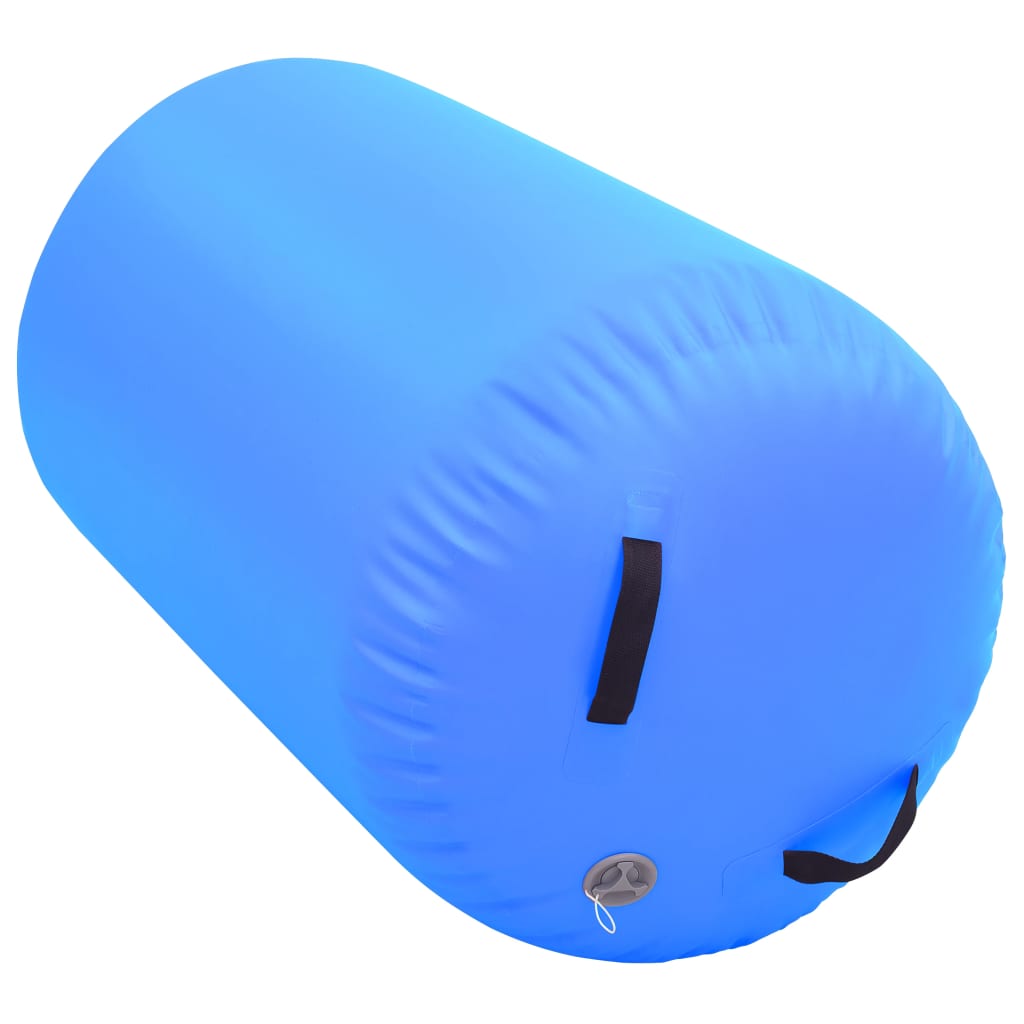 Rulou de gimnastică gonflabil cu pompă, albastru, 100x60 cm PVC