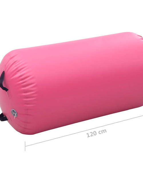 Загрузите изображение в средство просмотра галереи, Rulou de gimnastică gonflabil cu pompă, roz, 120 x 75 cm, PVC
