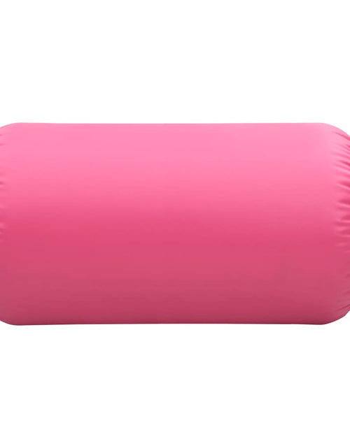Încărcați imaginea în vizualizatorul Galerie, Rulou de gimnastică gonflabil cu pompă, roz, 120 x 75 cm, PVC
