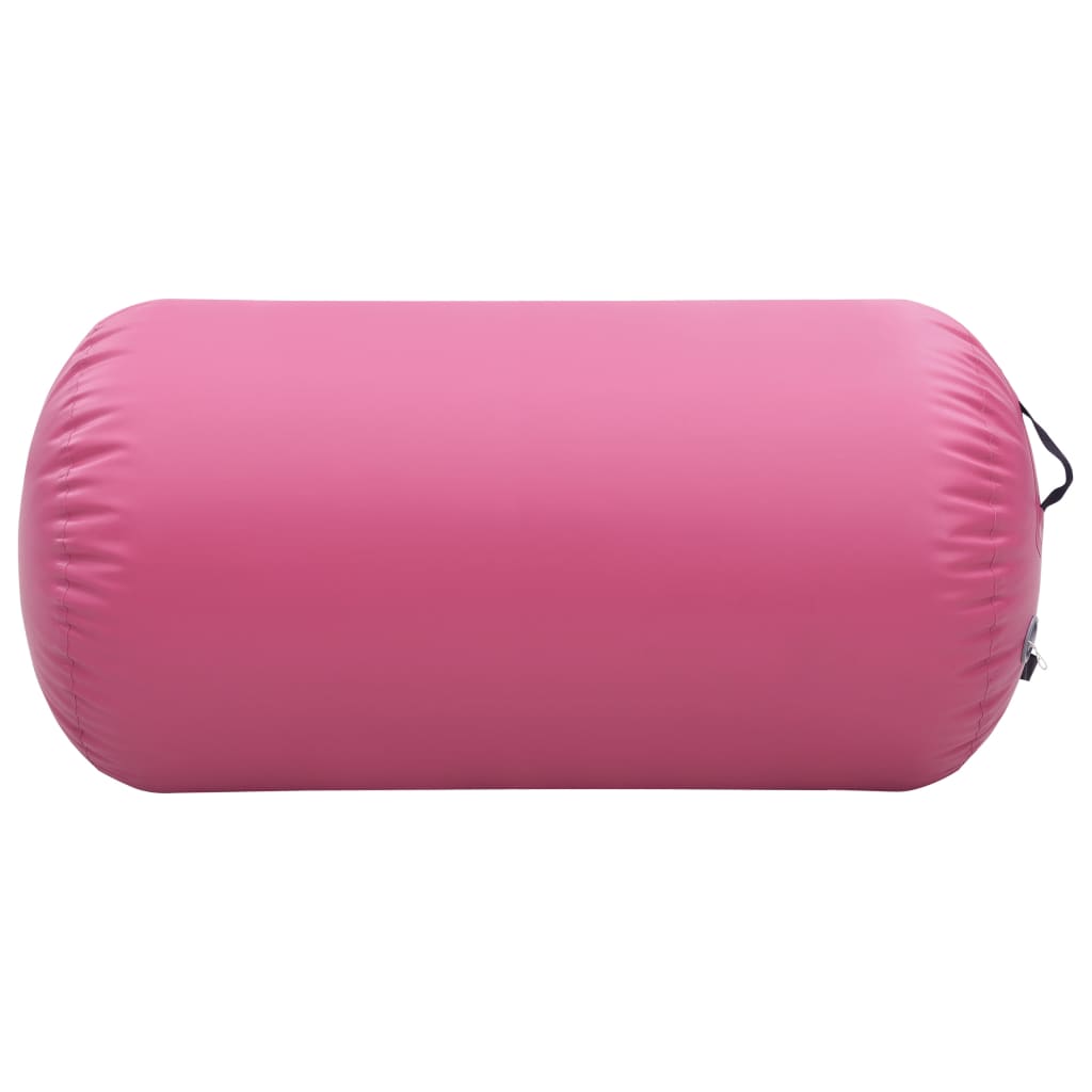 Rulou de gimnastică gonflabil cu pompă, roz, 120 x 75 cm, PVC