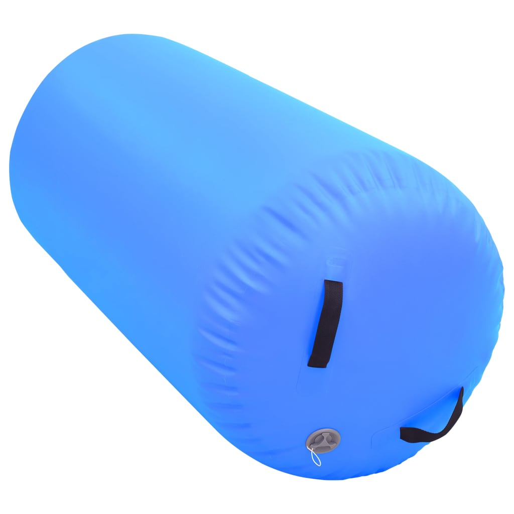 Rulou de gimnastică gonflabil cu pompă, albastru, 120x75 cm PVC