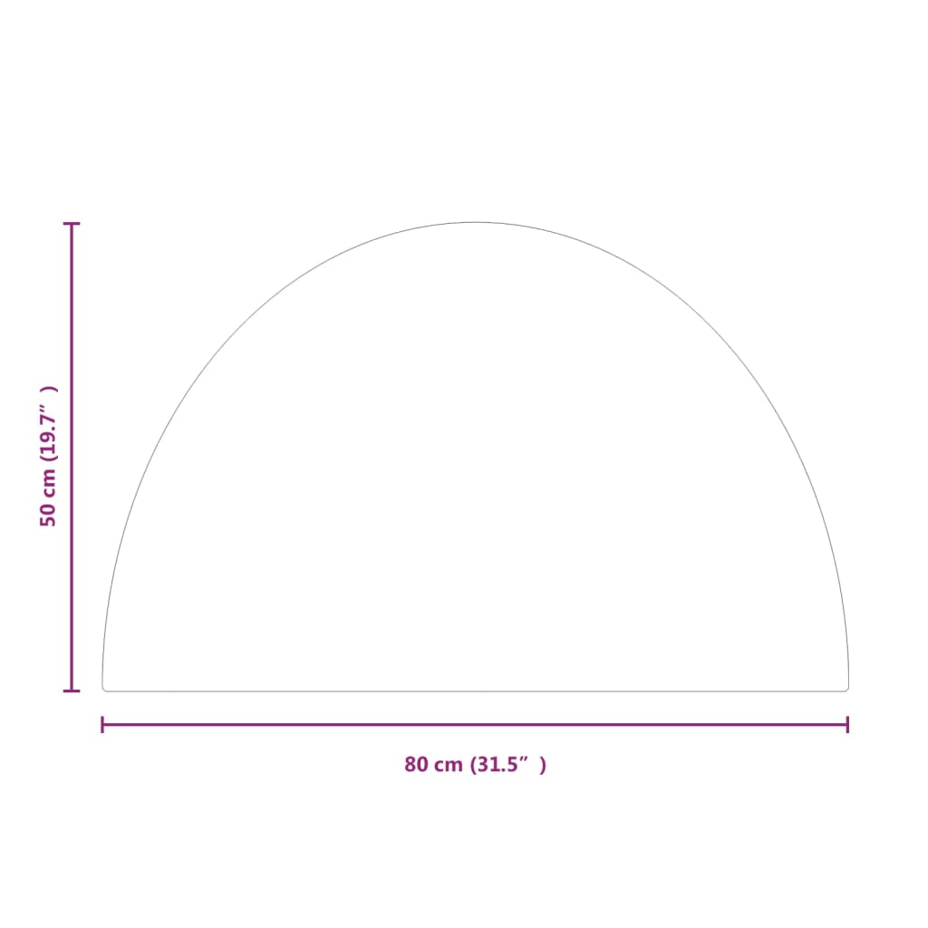 Placă de sticlă pentru șemineu, semi-rotundă, 800x500 mm