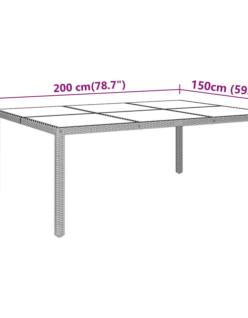 Încărcați imaginea în vizualizatorul Galerie, Masă de grădină cu blat din sticla, maro, 200x150x75 cm, ratan
