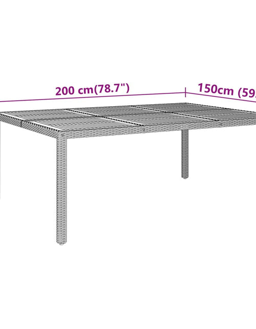 Încărcați imaginea în vizualizatorul Galerie, Masă de grădină, gri, 200x150x75cm, lemn de acacia/poliratan
