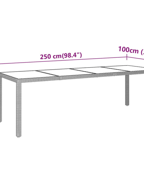 Încărcați imaginea în vizualizatorul Galerie, Masă de grădină gri 250x100x75 cm sticlă securizată/poliratan
