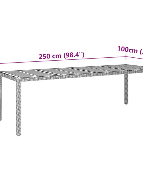 Încărcați imaginea în vizualizatorul Galerie, Masă de grădină gri 250x100x75 cm poliratan &amp; lemn masiv acacia
