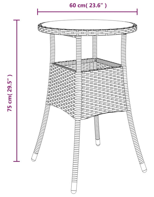 Încărcați imaginea în vizualizatorul Galerie, Masă de grădină, maro, Ø60x75 cm, sticlă securizată/poliratan
