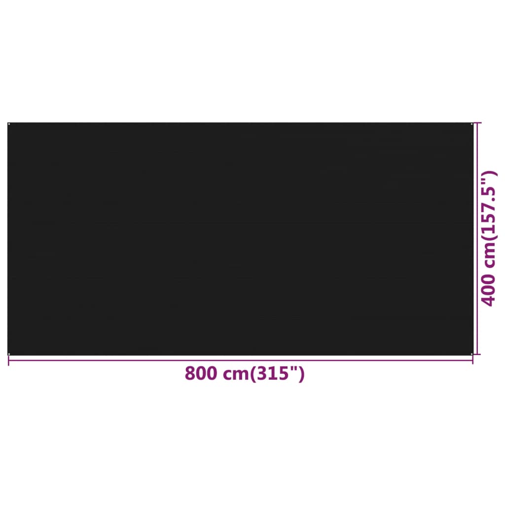 Covor de cort, negru, 400x800 cm, HDPE