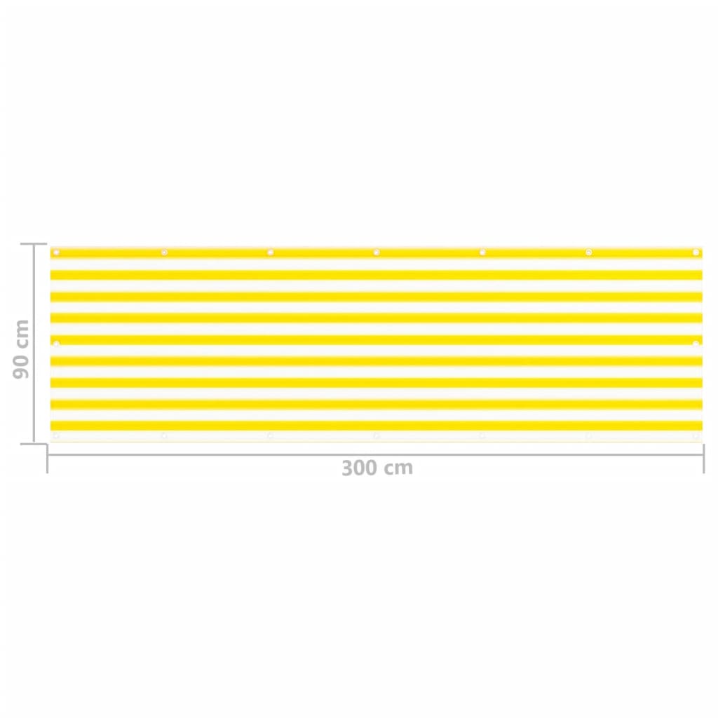 Paravan de balcon, galben și alb, 90x300 cm, HDPE