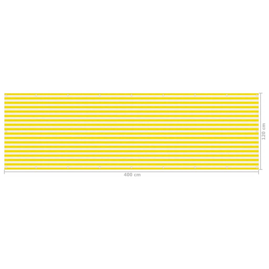 Paravan de balcon, galben și alb, 120x400 cm, HDPE