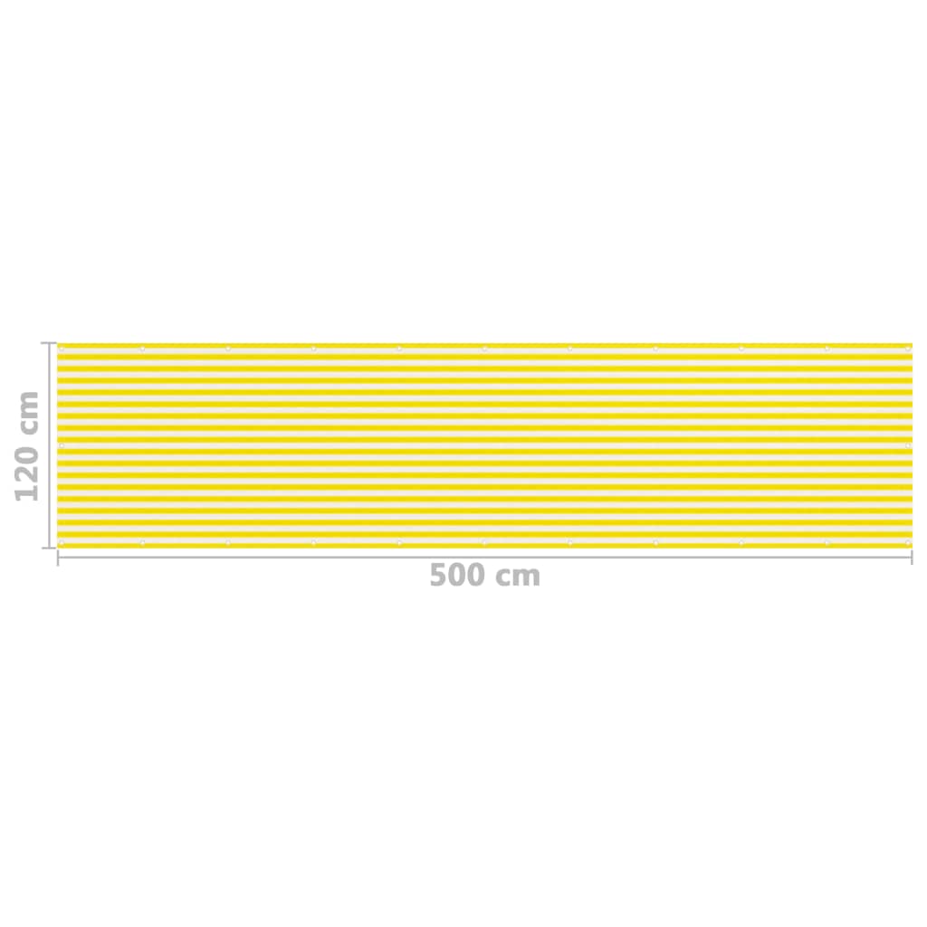 Paravan de balcon, galben și alb, 120x500 cm, HDPE