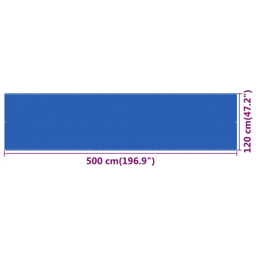 Paravan de balcon, albastru, 120x500 cm, HDPE