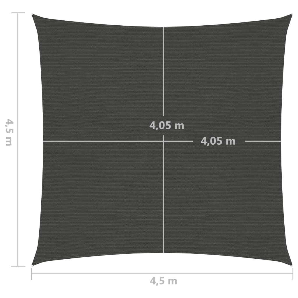 Pânză parasolar, antracit, 4,5 x 4,5 m, HDPE, 160 g/m²