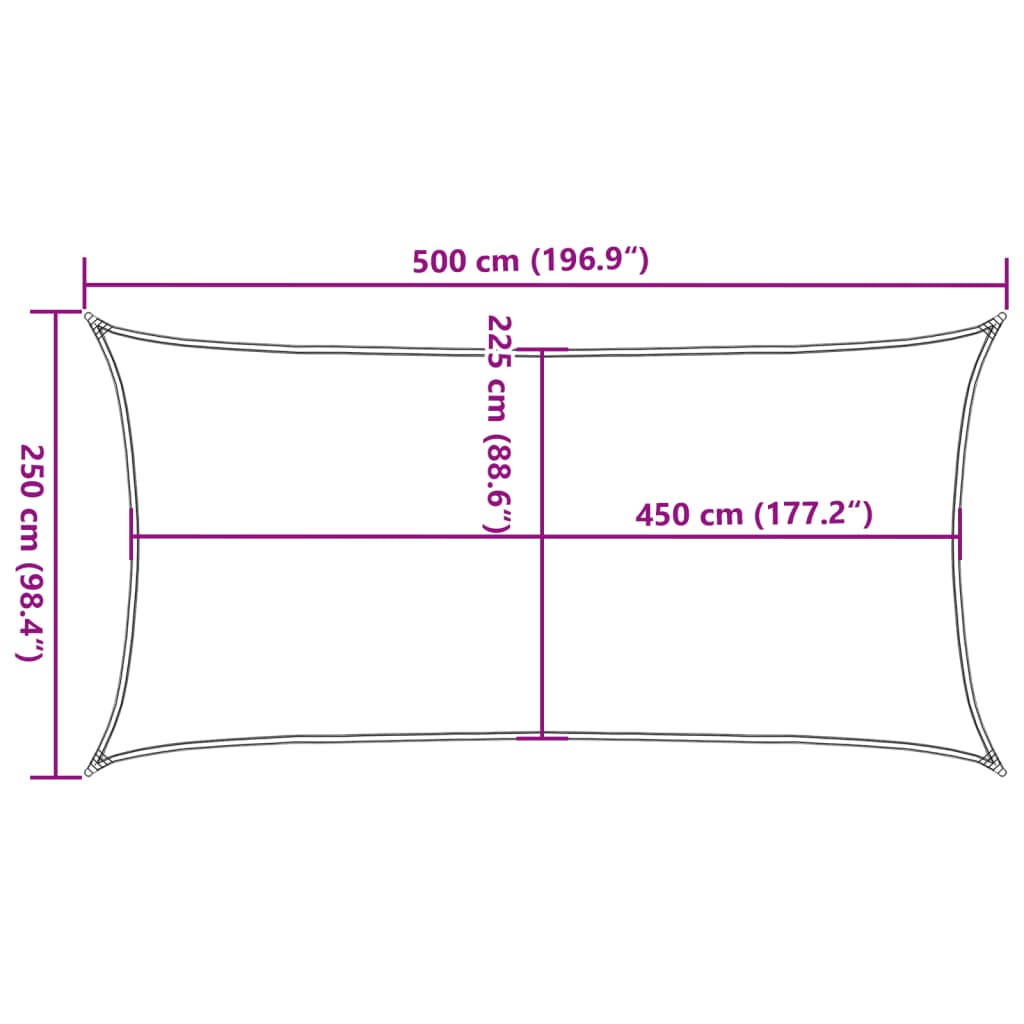 Pânză parasolar, antracit, 2,5x5 m, HDPE, 160 g/m²