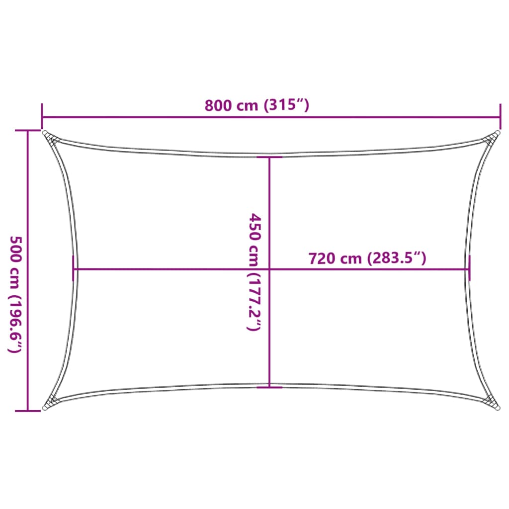 Pânză parasolar, antracit, 5x8 m, HDPE, 160 g/m²