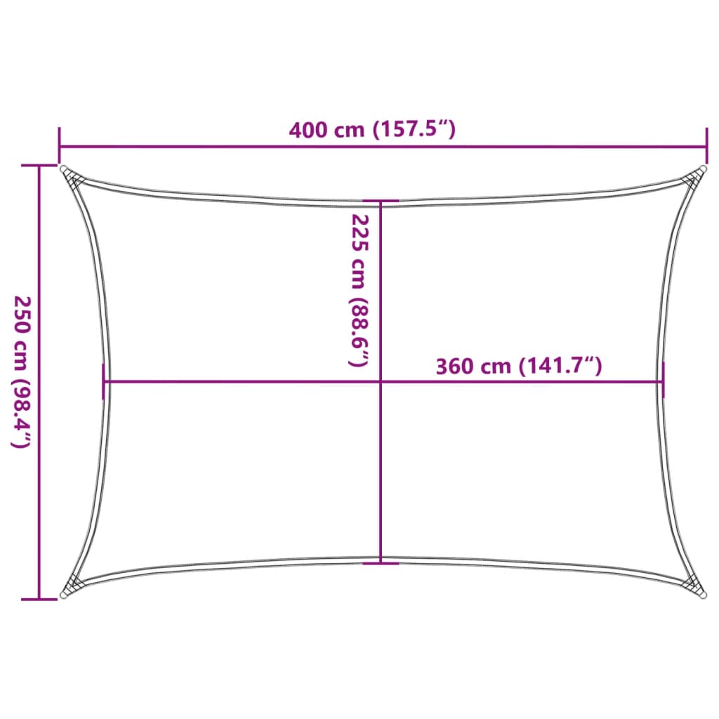 Pânză parasolar, crem, 2,5 x 4 m, HDPE, 160 g/m²