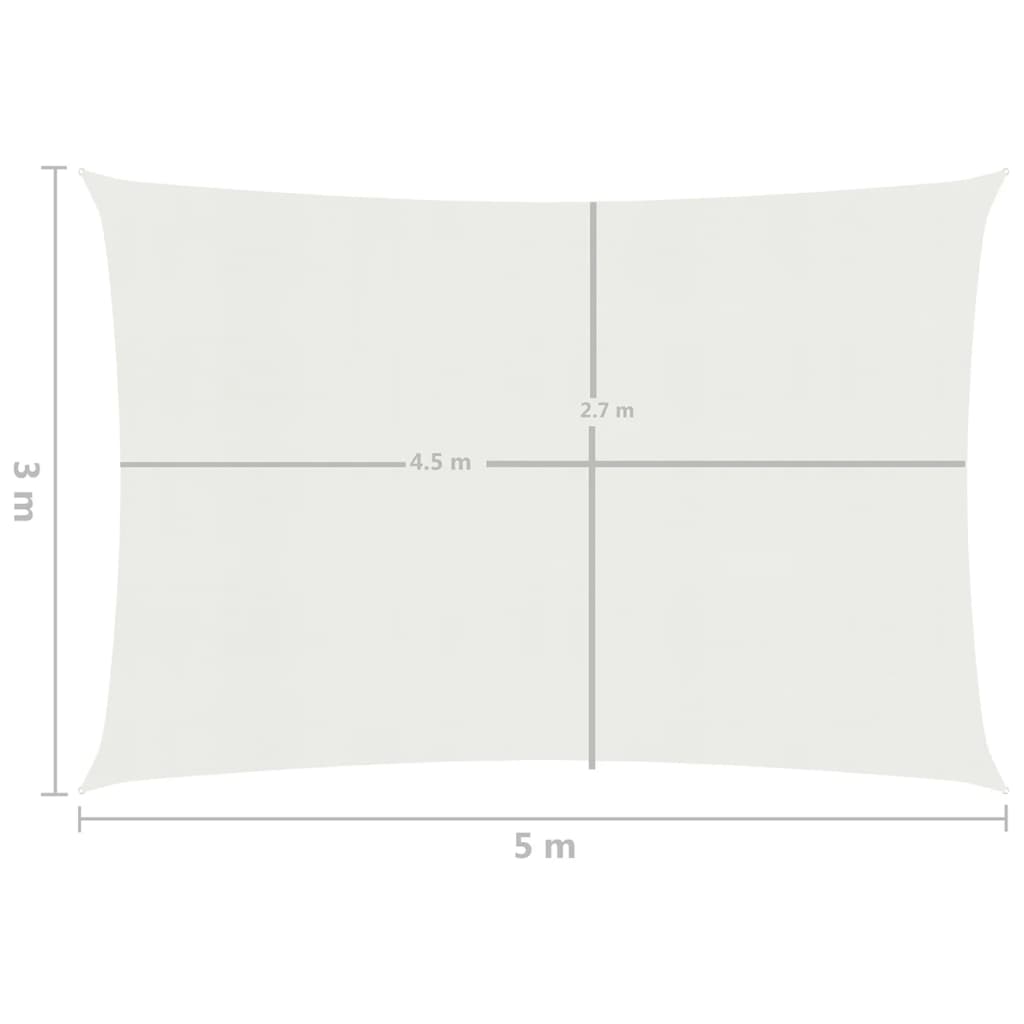 Pânză parasolar, alb, 3 x 5 m, HDPE, 160 g/m²