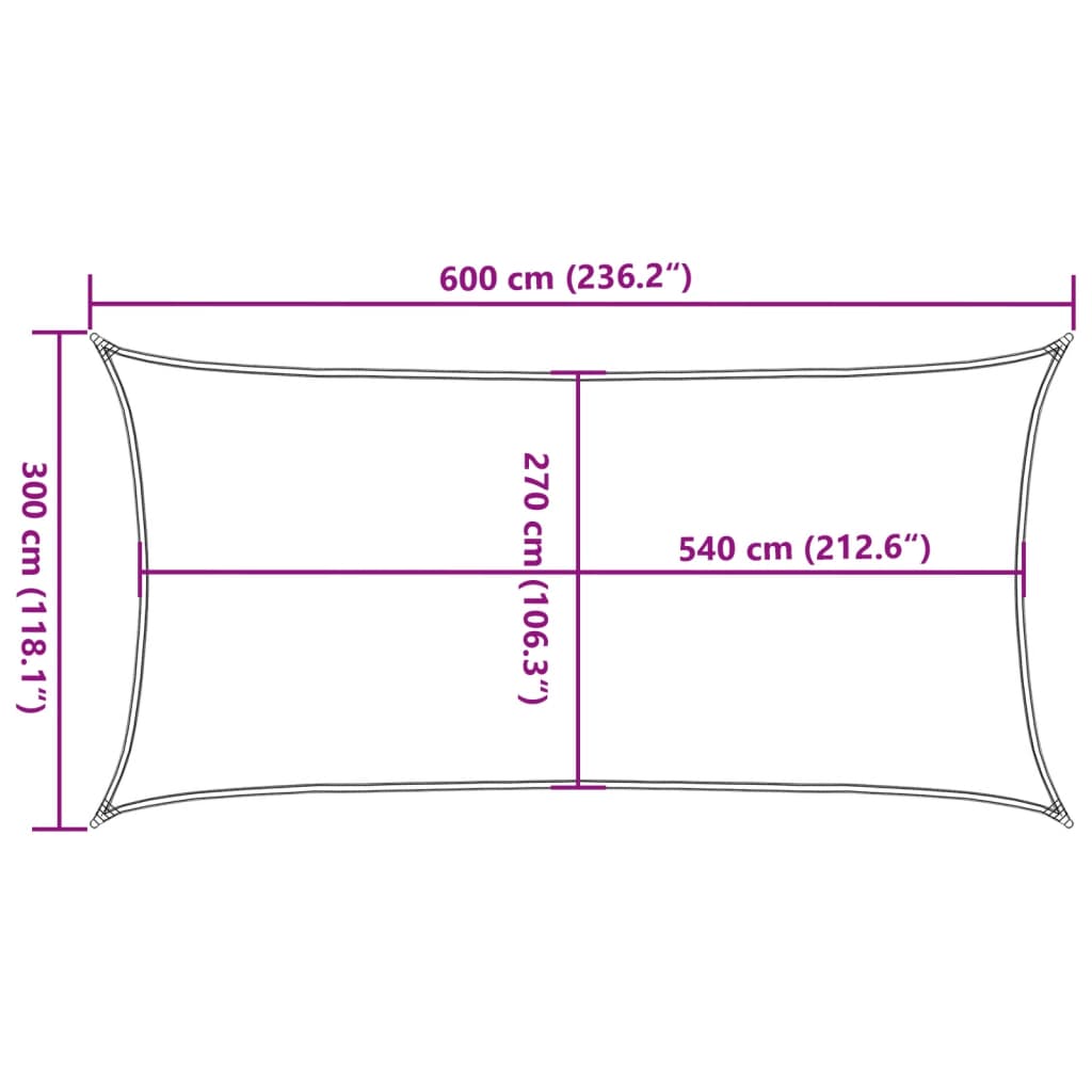 Pânză parasolar, alb, 3 x 6 m, HDPE, 160 g/m²