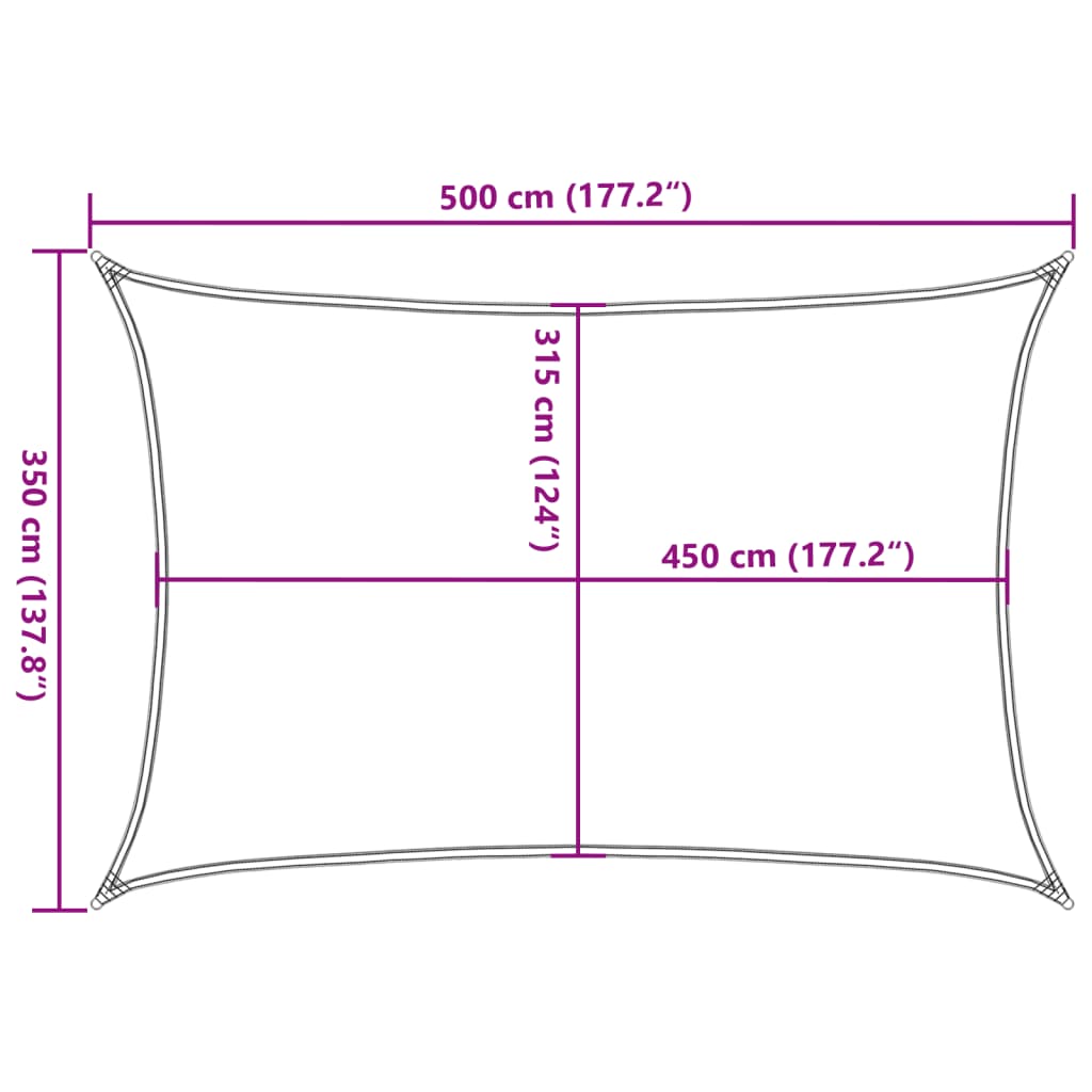 Pânză parasolar, alb, 3,5 x 5 m, HDPE, 160 g/m²