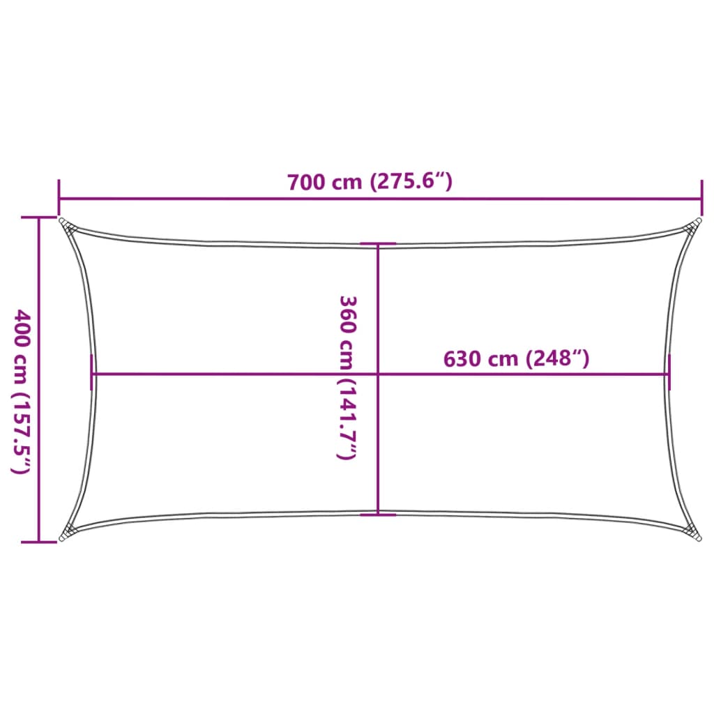 Pânză parasolar, alb, 4 x 7 m, HDPE, 160 g/m²