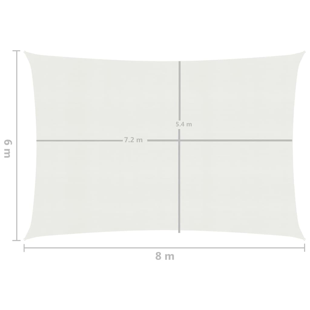 Pânză parasolar, alb, 6x8 m, HDPE, 160 g/m²