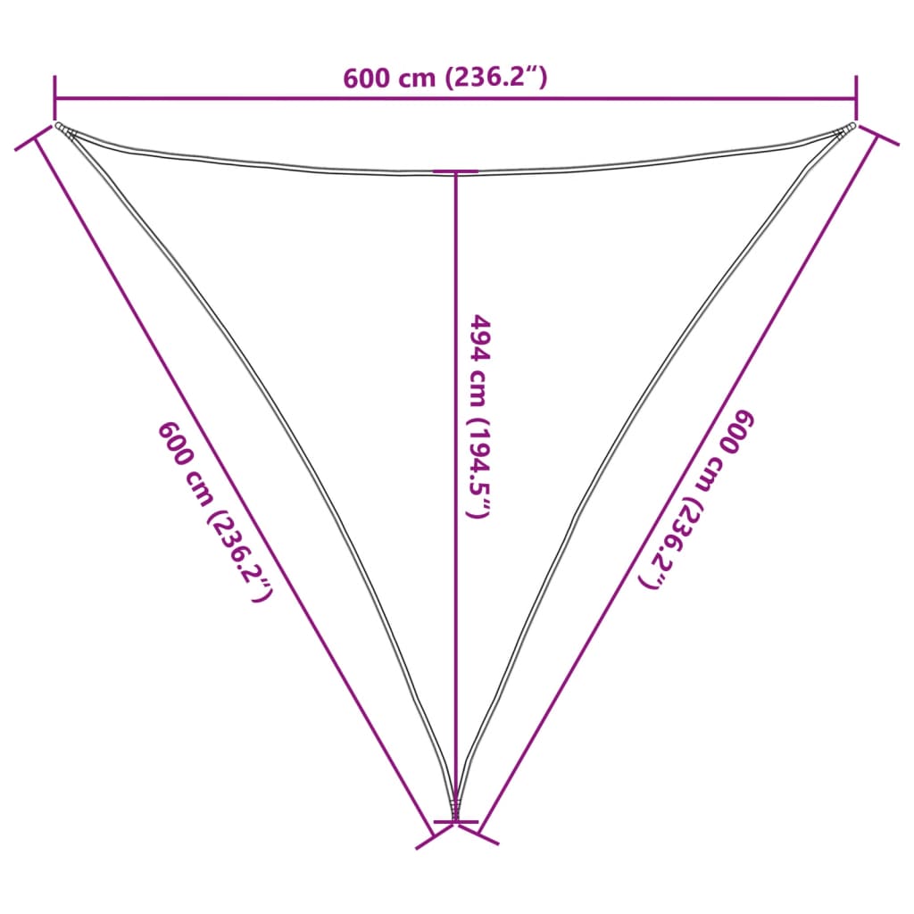 Pânză parasolar, alb, 6x6x6 m, HDPE, 160 g/m²