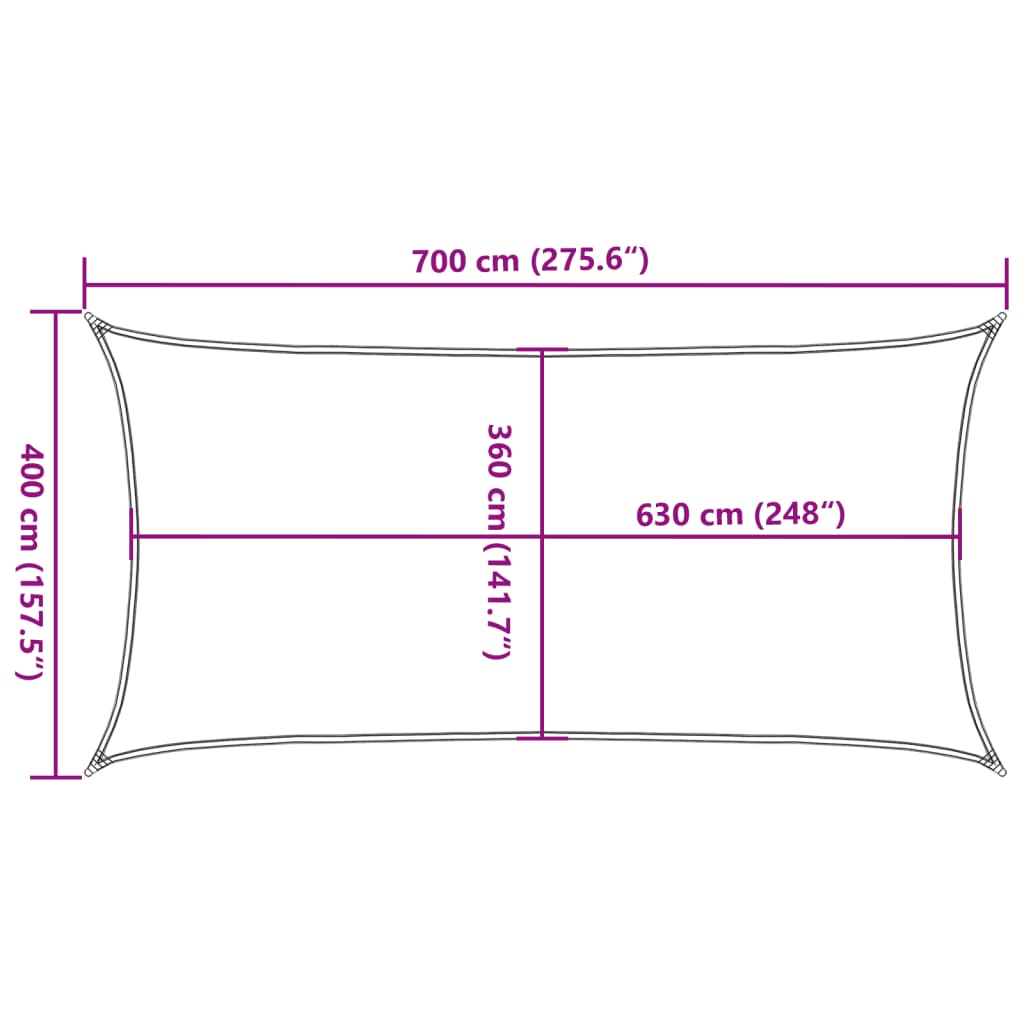 Pânză parasolar, verde deschis, 4x7 m, HDPE, 160 g/m²