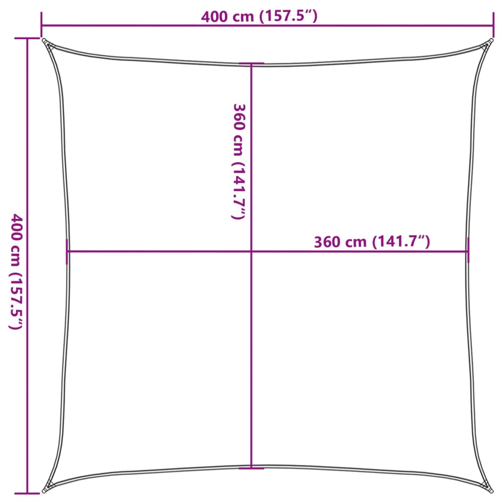 Pânză parasolar, cărămiziu, 4 x 4 m, HDPE, 160 g / m²