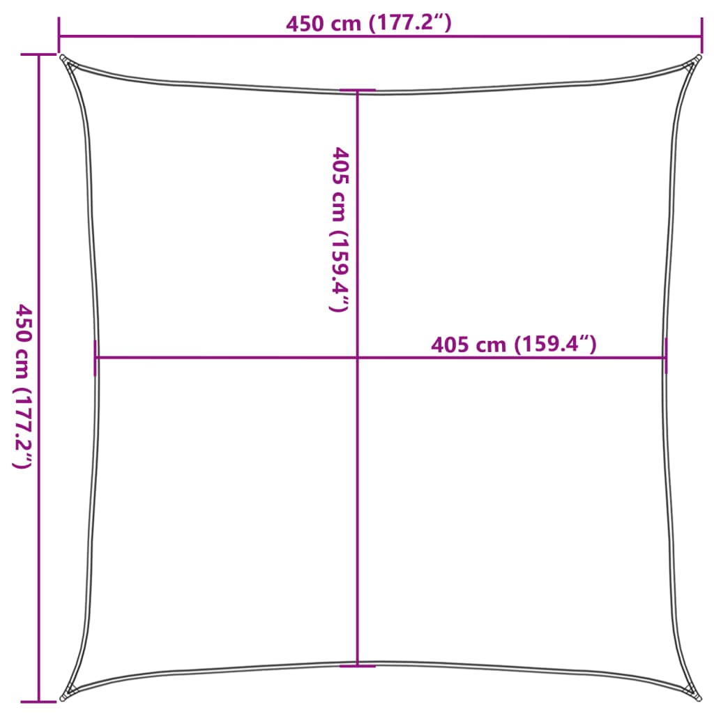 Pânză parasolar, teracotă, 4,5x4,5 m, HDPE, 160 g/m², pătrat