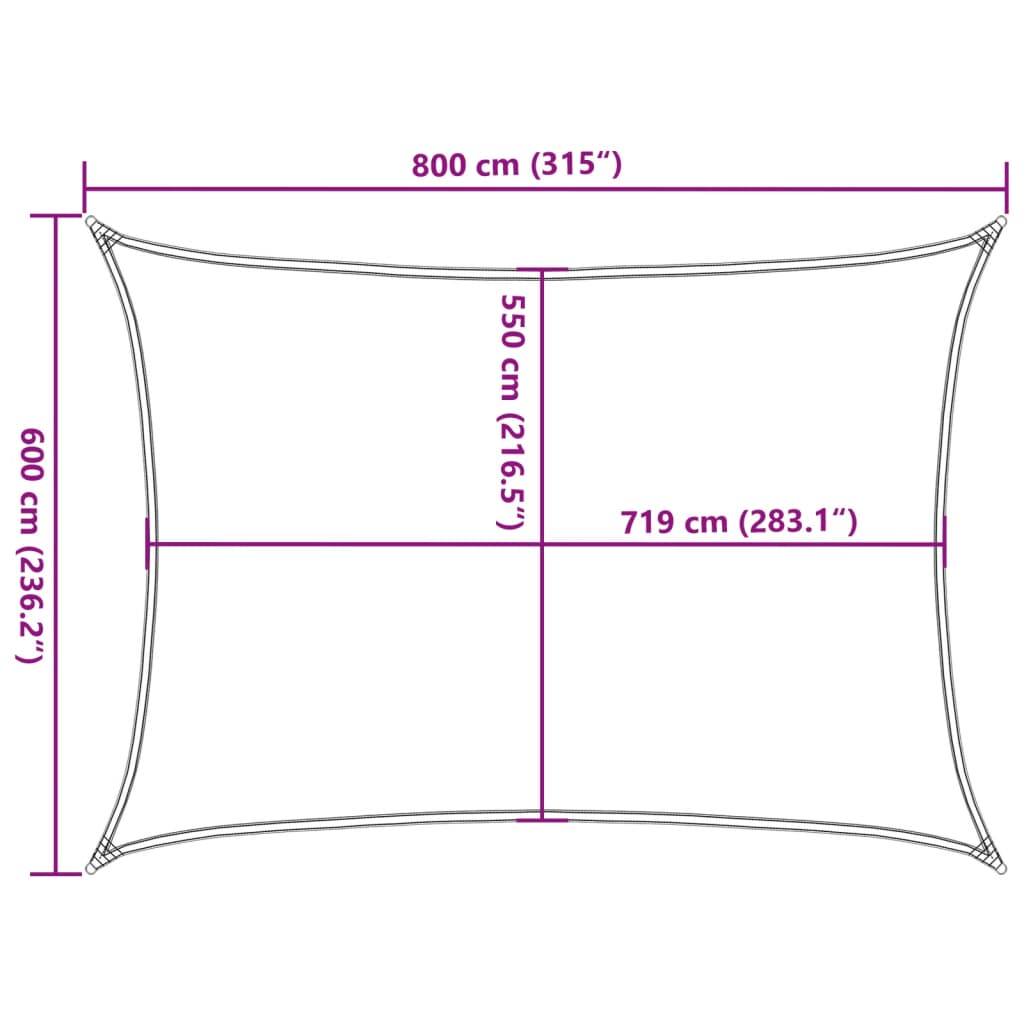 Pânză parasolar, taupe, 6x8 m, HDPE, 160 g/m²