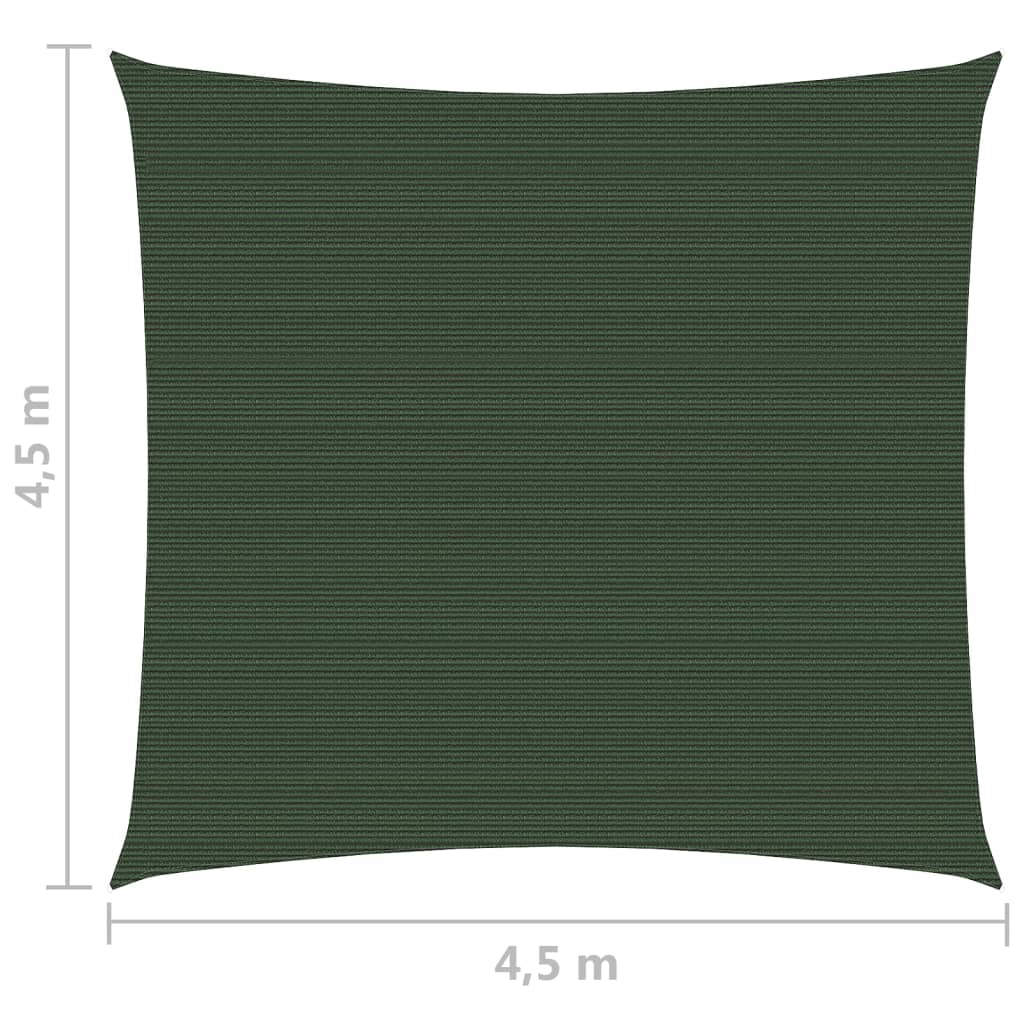 Pânză parasolar, verde închis, 4,5x4,5 m, HDPE, 160 g/m²