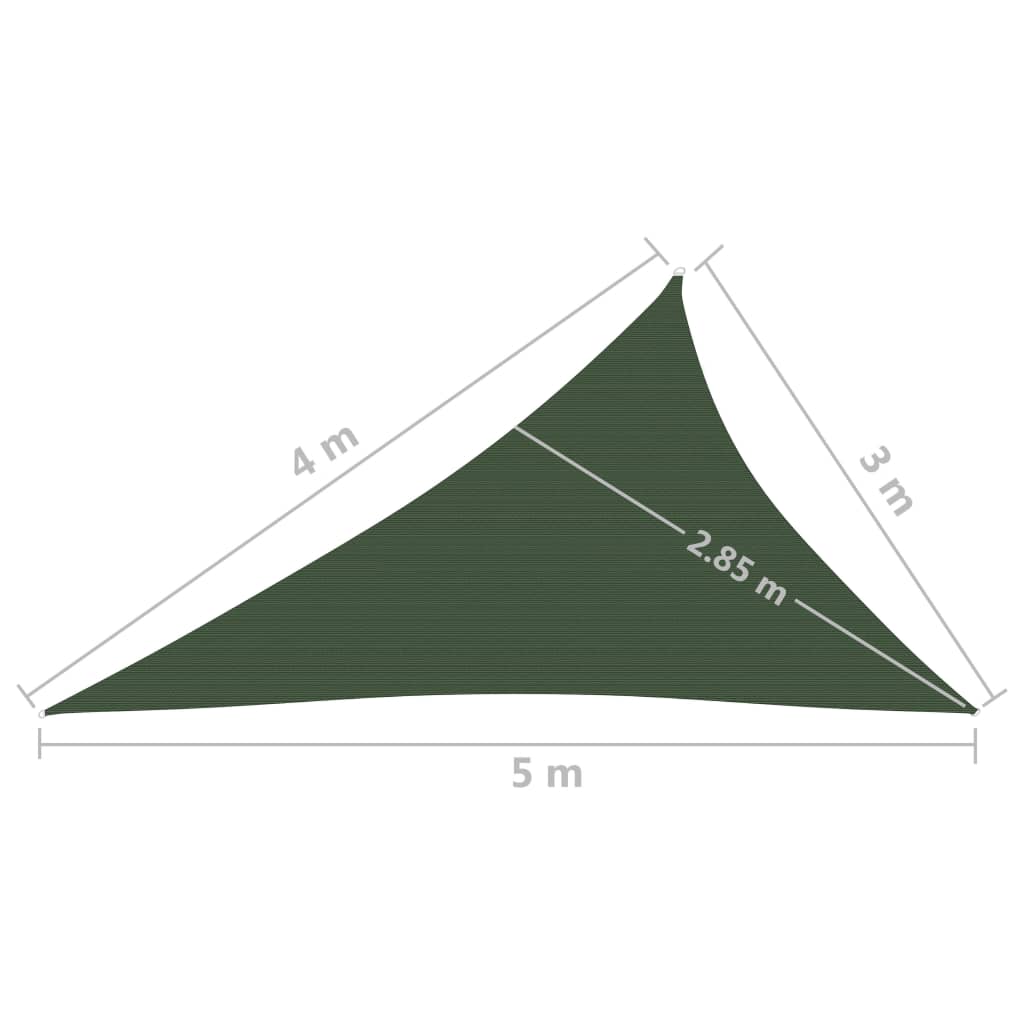 Pânză parasolar, verde închis, 3x4x5 m, HDPE, 160 g/m²