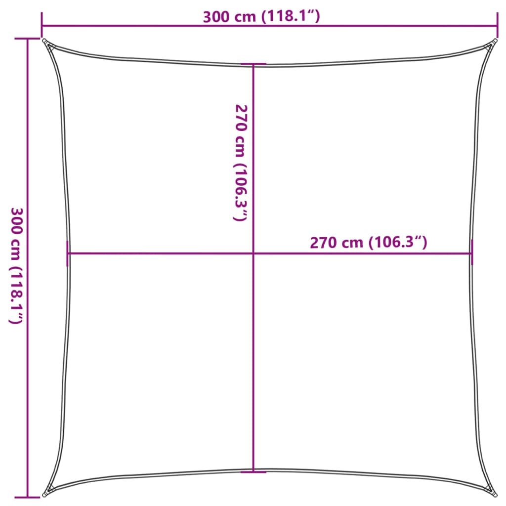 Pânză parasolar, albastru, 3x3 m, HDPE, 160 g/m², pătrat