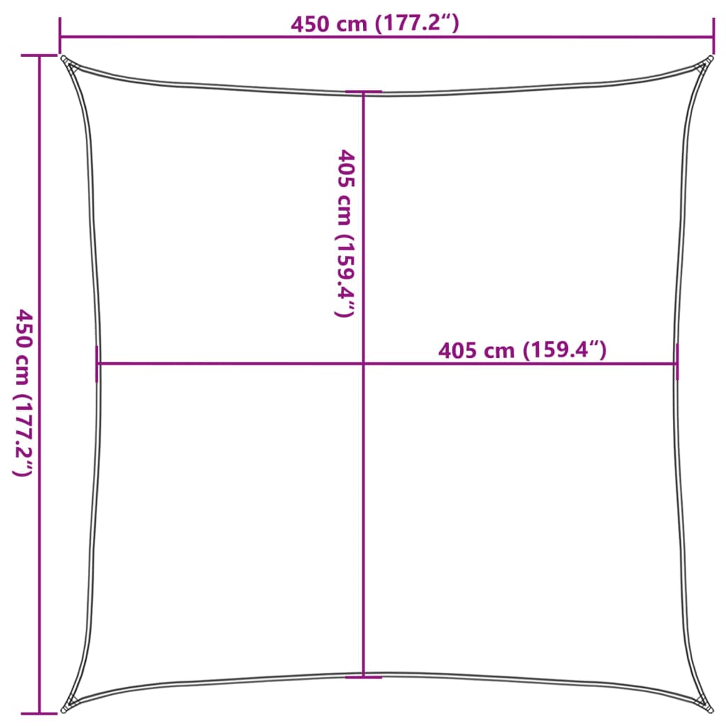 Pânză parasolar, albastru, 4,5x4,5 m, HDPE, 160 g/m², pătrat