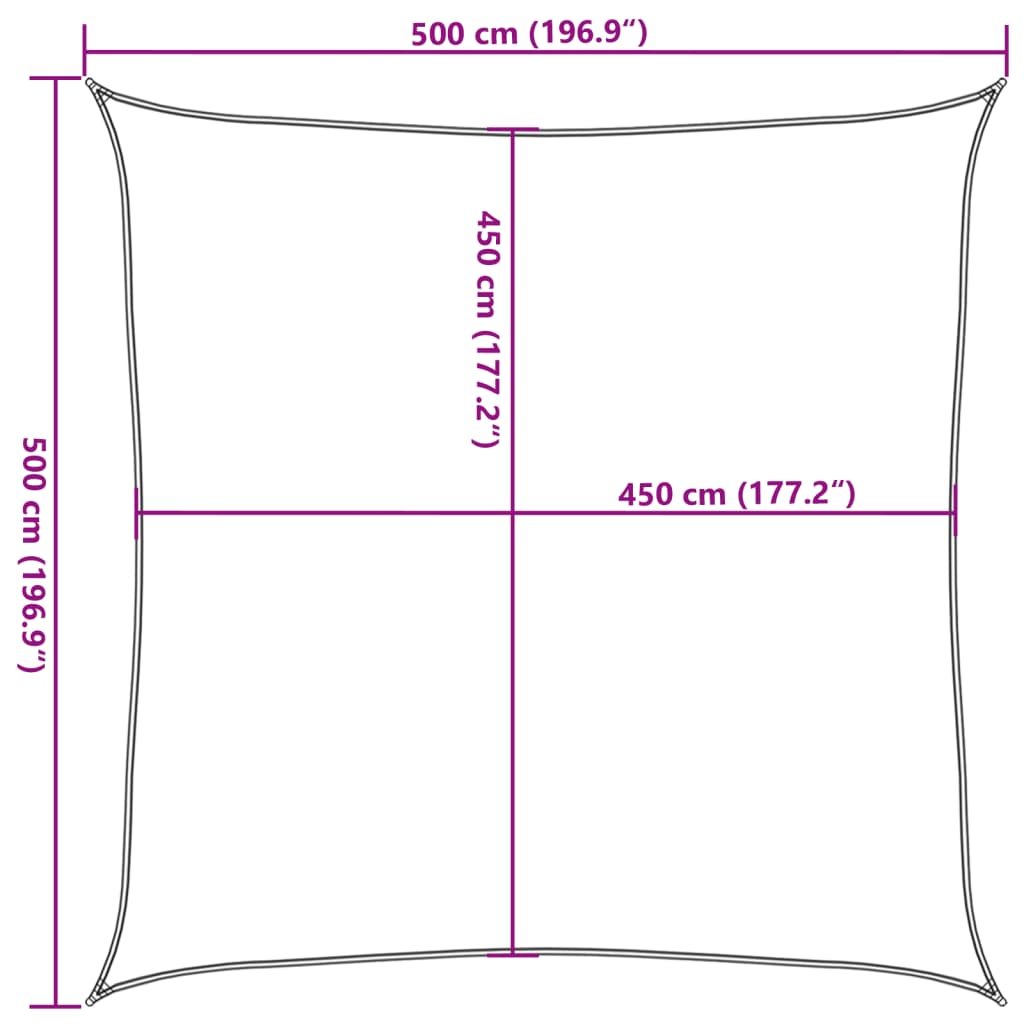 Pânză parasolar, albastru, 5x5 m, HDPE, 160 g/m², pătrat