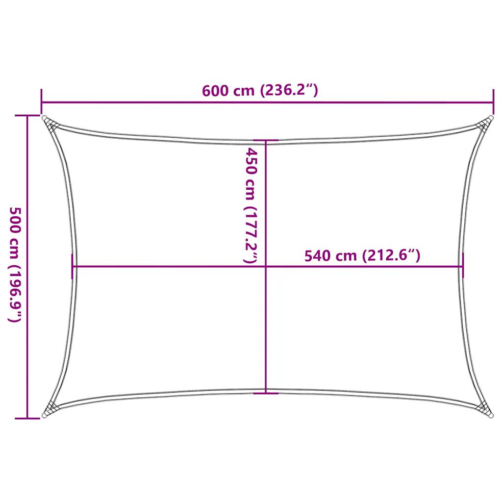 Pânză parasolar, albastru dreptunghiular 5x6 m HDPE 160 g/m²