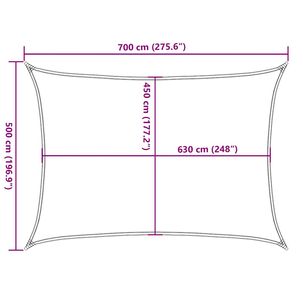 Pânză parasolar, albastru dreptunghiular 5x7 m HDPE 160 g/m²