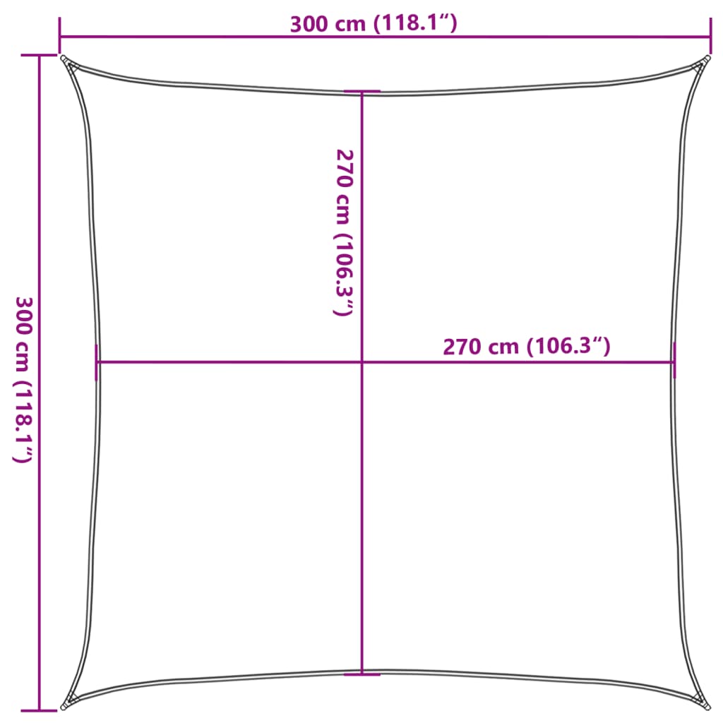 Parasolar, galben, 3x3 m, HDPE, 160 g/m²