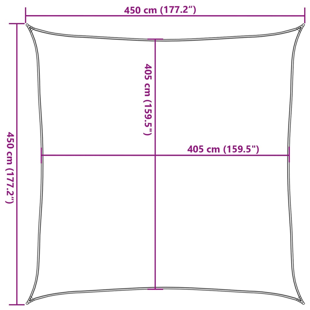 Pânză parasolar, galben, pătrat, 4,5x4,5 m HDPE, 160 g/m²