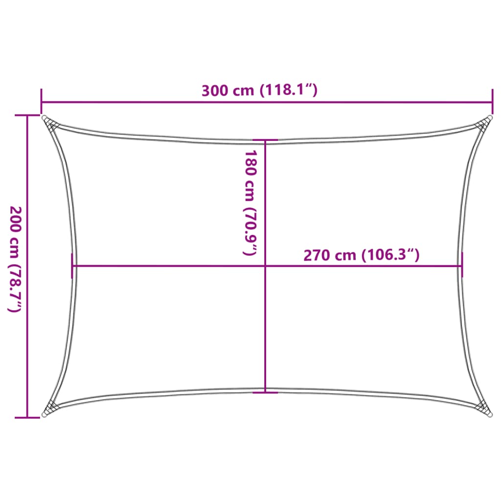 Pânză parasolar, galben dreptunghiular 2x3 m, HDPE, 160 g/m²