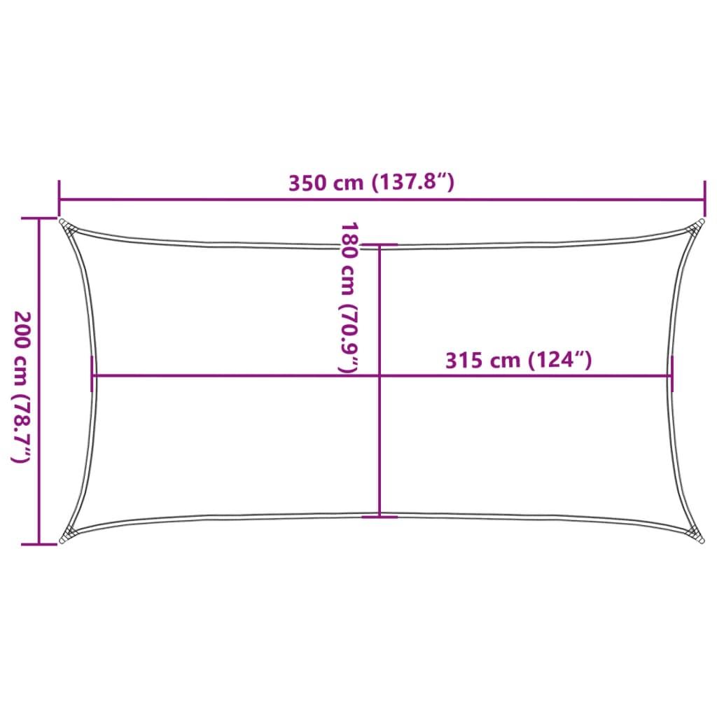 Pânză parasolar galben dreptunghiular 2x3,5 m HDPE 160 g/m²