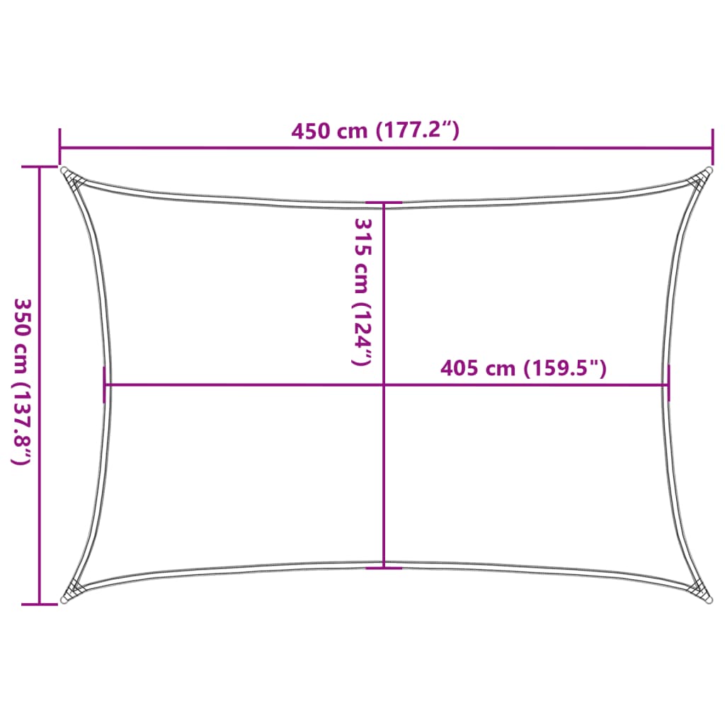 Pânză parasolar galben dreptunghiular 3,5x4,5m HDPE 160 g/m²