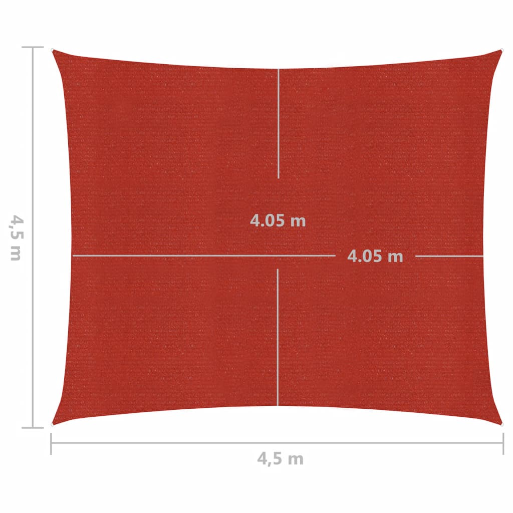 Pânză parasolar, roșu, 4,5x4,5 m, HDPE, 160 g/m²